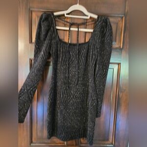 Trixxi Black Long Sleeve Shimmer Sparkly Dress